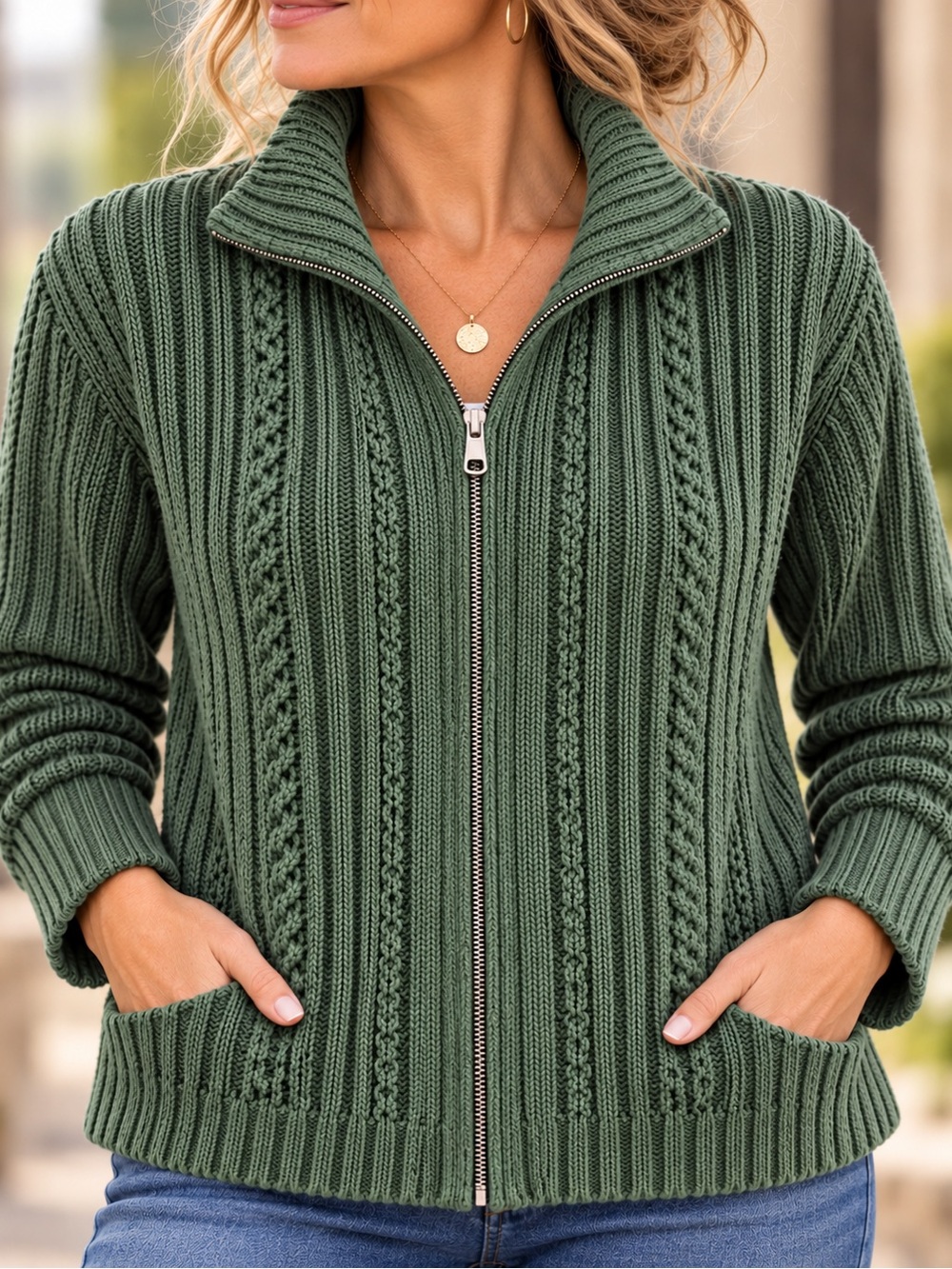 🍃 Y2K Vintage Appleseed’s Zip Cardigan – Size L